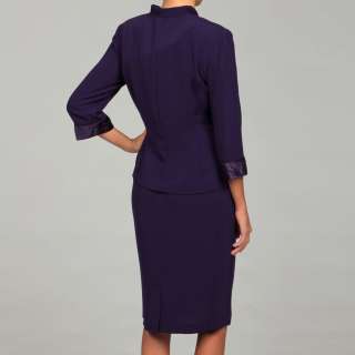 Dana Kay Womens Plum Four button Skirt Suit  