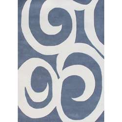 Hand tufted Cool Grey Blue Modern Wool Rug (5 x 8)  