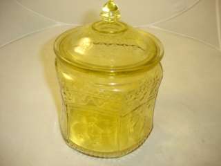Patrician spoke amber depression cookie jar with lid  