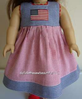 Doll Clothes fit American Girl Patriotic Sundress & Hat  