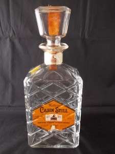   Cabin Still Kentucky Clear Glass Whiskey Bottle w Glass Stopper  