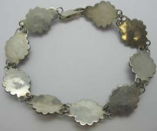 Vintage Sterling Silver 925 Faux Gray Moonstone SUNFLOWER Bracelet 8 
