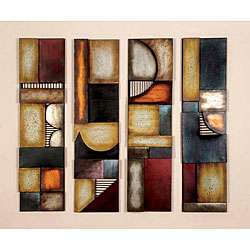 Geometric Multicolor Metal Abstract Wall Art Decor Plaques (Set of 4 