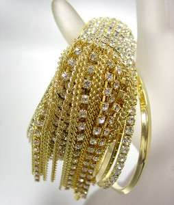 Gold Crystal Tassel 4 Piece Bangles Bracelet  