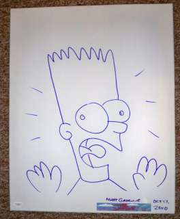 Simpsons MATT GROENING Signed CANVAS Bart Sketch JSA  