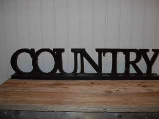 Large PriMiTiVe COUNTRY Word Block SIGN Black Letters  