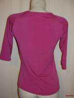   NEW IMPULSE Casual Fuchsia Pink Gathered 3/4 Sleeve Blouse Top Size M