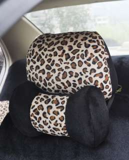 Auto Car plush Front Rear Seat Cover LEOPARD 19pcs bowknot kit beige 
