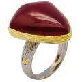 De Buman 18k Yellow Gold and Sterling Silver Ruby Cabochon Ring