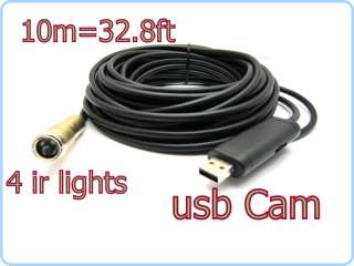 10m USB Cable Wire Tube Snake Inspection 4LED Camera  
