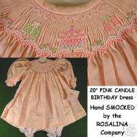 NWT Smocked PINK CANDLE BIRTHDAY DOLL DRESS 20 (18)  