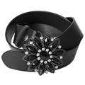 Journee Collection Womens Flower Buckle Leather Belt  