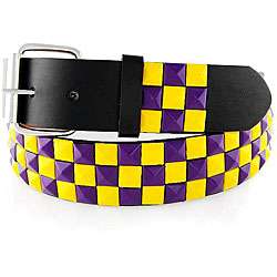 Mens Purple/ Yellow Studded Faux Leather Belt  