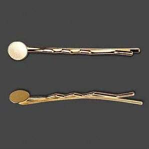 12* Gold Plated Beading Bobby pin Hair Clips with Pad  