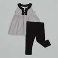 ABS Toddler Girls Woven Striped Top with Solid Leggings Set