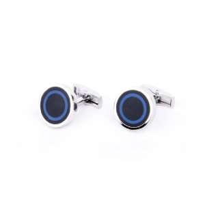  Enigma Blue Black Concentric Circles Cufflink with Gift 