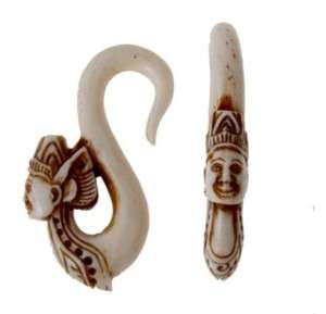 PAIR Tribal Face Bone Ear Hook Plugs Gauges (PICK SIZE)  