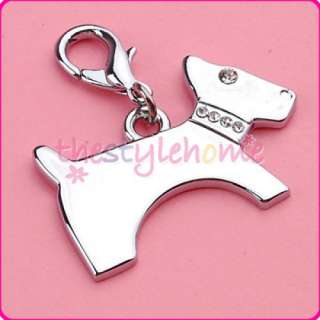 Dog Cat Jewelry Silver Dog w/ Rhinestone Collar Pet Tag  