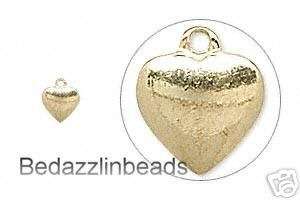 10 Small Gold Plated Heart Charms~Little Tiny Drop Bead  