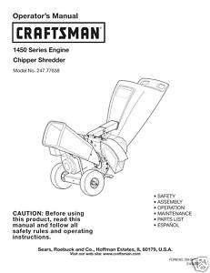 Craftsman Chipper Shredder Manual Model # 247.77638  