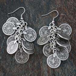 Silverplated Pewter Coins Vine Dangle Earrings (Turkey)   