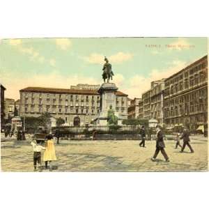   1910 Vintage Postcard Piazza Municipio Naples Italy 