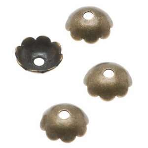  Antiqued Brass Scalloped Flower Bead Caps 8mm (x50) Arts 