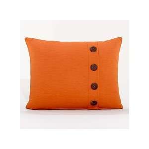  Rust Ribbed Throw Pillow with Buttons