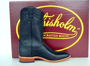 Chisholm Mens Black Cowhide Ranch Style Boots (NEW)  