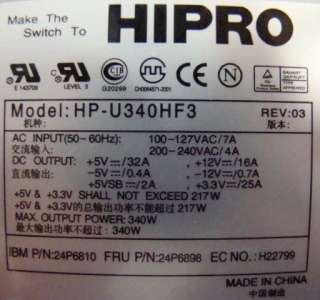 HIPRO HP U340HF3 IBM 24P6898 340W POWER SUPPLY 24P6810  