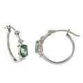 Sterling Silver Mystic Sea Green Topaz and CZ Hoop Earrings 