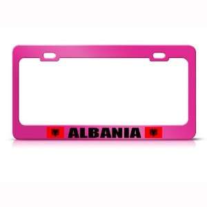  Albania Albanian Flag Pink Country Metal license plate 