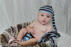 BOY BABY BLUE LONG TAIL ELF hat photo prop ♥  
