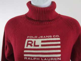 POLO JEANS CO. RALPH LAUREN Red Turtleneck Sweater Sz M  