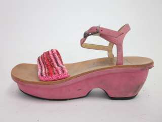 ROBERT CLERGERIE Pink Beaded Suede Wedges Sandals 5.5  