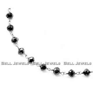   FANCY FACETED BLACK DIAMOND BEADS BY THE YARD NECKLACE 14k WHITE GOLD