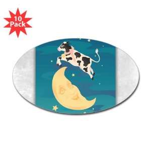  Sticker (Oval) (10 Pack) Cow Jumped Over the Moon 