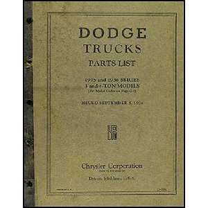  1935 1936 Dodge 3 & 4 ton Truck Parts Book K52 Airflow and 