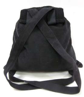 You are bidding on a DESIGNER Black Knit Drawstring Backpack Handbag 