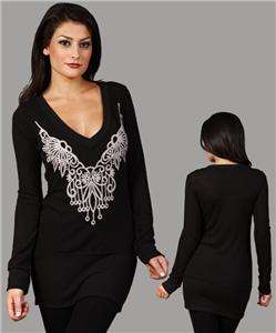 Black plus size long sleeve tunic blouse  
