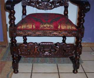 Tall Cherub Carved Mahogany Parlor Chair/Armchair  