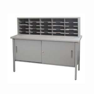  Mailroom Storage Table with 25 Slot Organizer and Cabinet 