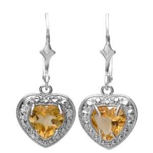 00 CT Real Heart Shape Genuine Yellow Citrine 925 Sterling Silver 