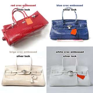   /Ostrich/Croc embossed lock bag Long Style lady handbag w58  