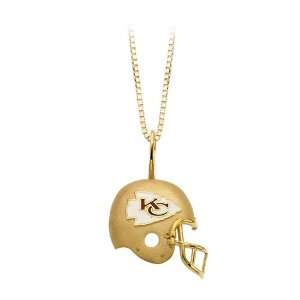 14K Yellow Gold 21.25 x 21 MM Kansas City Chiefs Enamel Helmet Pendant 