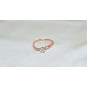  14k Rose Gold Plated Clear Cubic Zirconia Ring Size 8 
