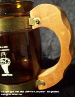 VINTAGE GRAIN BELT BEER WOOD HANDLED GLASS TANKARD W559  