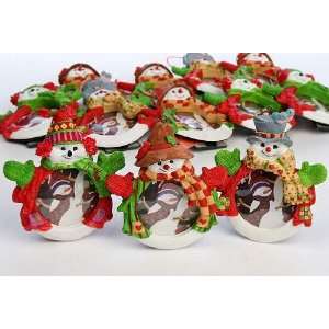  Package of 12  Holiday Resin Snowman Belly Photo Frames 