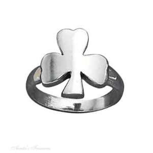  Sterling Silver Shamrock Three 3 Leaf Clover Ring Size 7 Jewelry