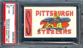 1961 TOPPS FLOCKED STICKER #S PITTSBURGH STEELERS PSA 8 1 OF 3  